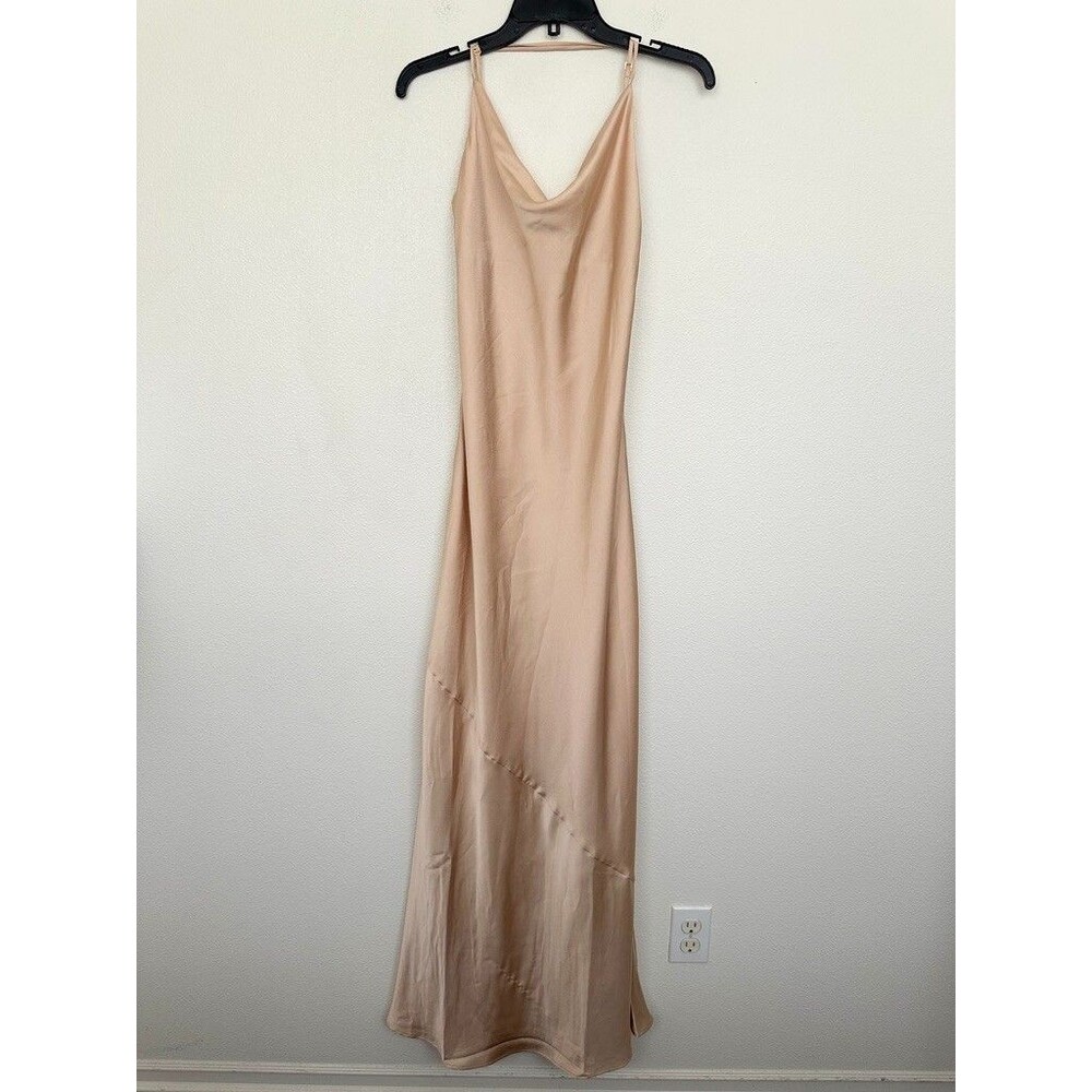 NWT Show Me Your Mumu Tuscany Satin Cowl Neck Slip Dress Champagne Women's Small - Picture 2 of 13